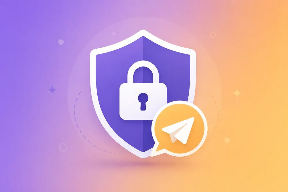 Telegram Sicherheit – Schutzschild mit Papierflieger