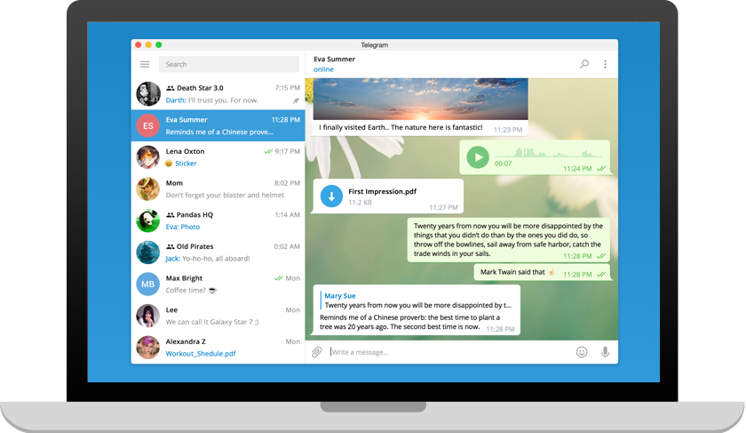 Telegram für Windows – Screenshot der Oberfläche